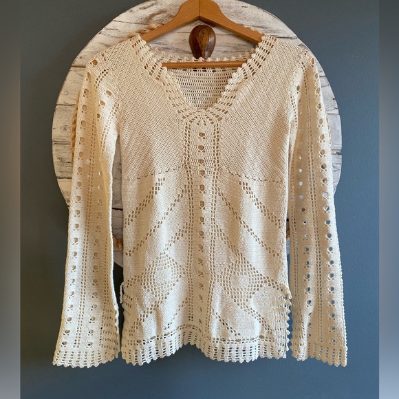 We The Free Tops Hand Knit Crochet Open Knit Sweater Poshmark
